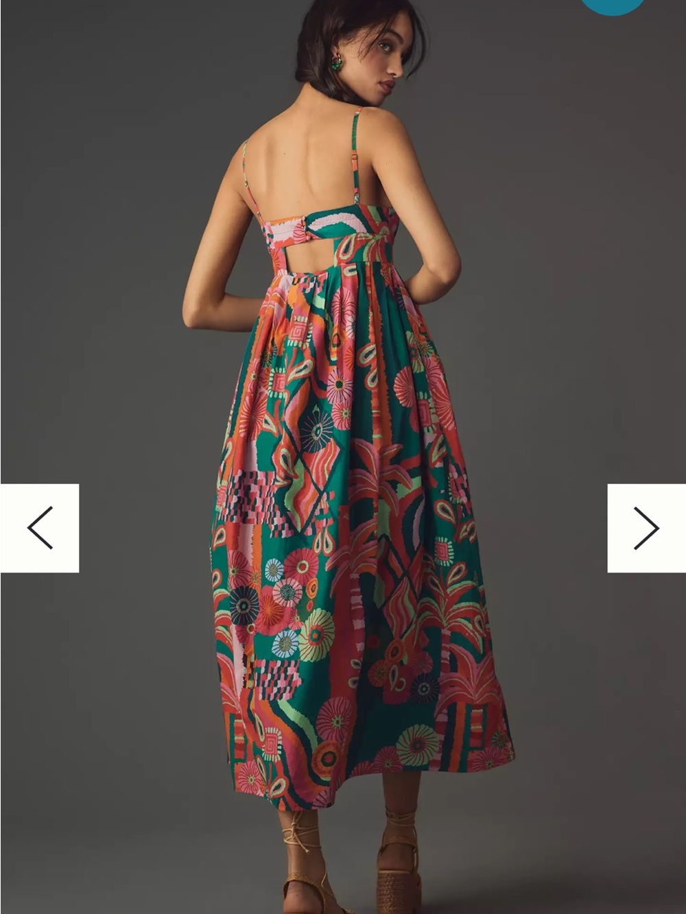 FARM Rio Teal Floral Print Maxi Dress with Pink & Orange - Picture 7 of 7
